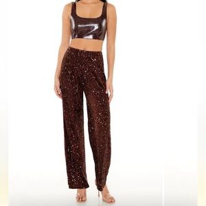 Sequin velvet high rise pants